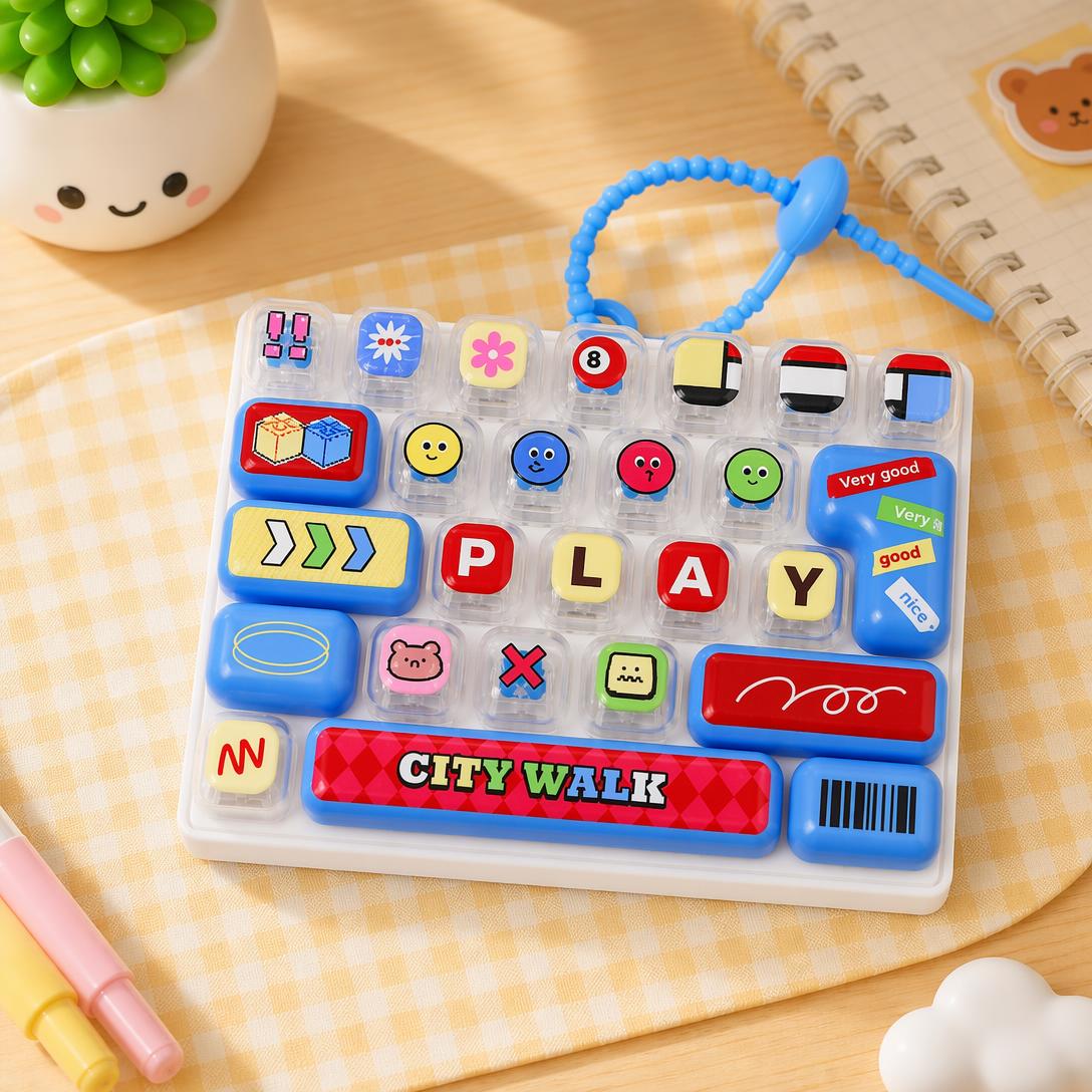 ⌨️ 26-Key Mini Fidget Keyboard Keychain – Portable Stress Relief for Kids & Adults 🎒✨