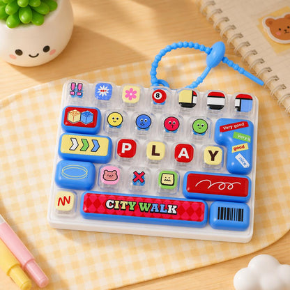 ⌨️ 26-Key Mini Fidget Keyboard Keychain – Portable Stress Relief for Kids & Adults 🎒✨