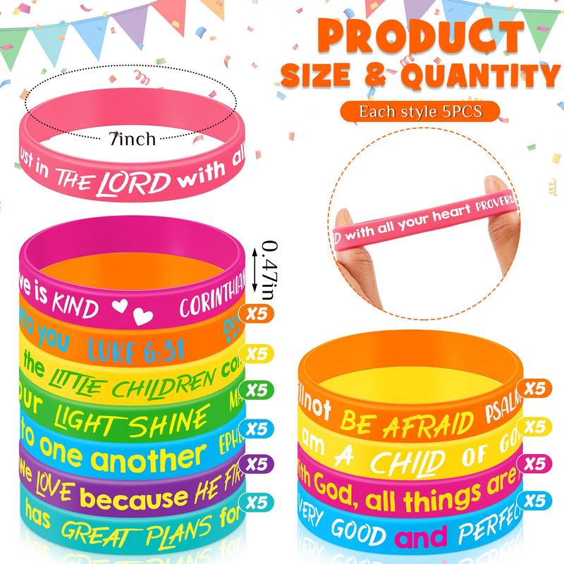 ✝️ 20/60PCS Bible Verse Bracelets – Christian Faith Wristbands for Church Events, Youth Groups & Sunday School Rewards