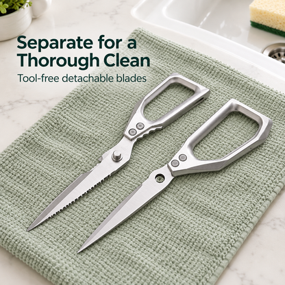 Heavy-Duty Stainless Steel Kitchen Shears – Detachable Blades for Easy Cleaning & Everyday Food Prep