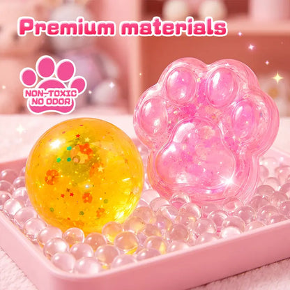 🐾✨ Kawaii DIY Cat Paw Squishy Kit – Soft Mochi Texture Stress Relief Toy 😌