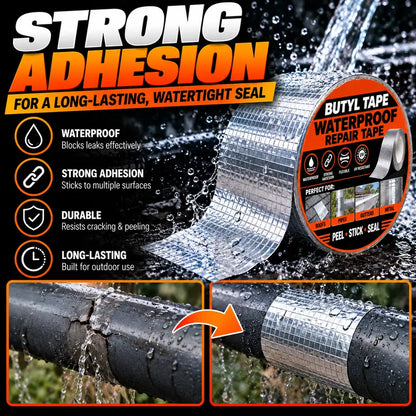 Butyl Tape Aluminum Waterproof Sealing Tape – 2" x 39.4" Leak Repair