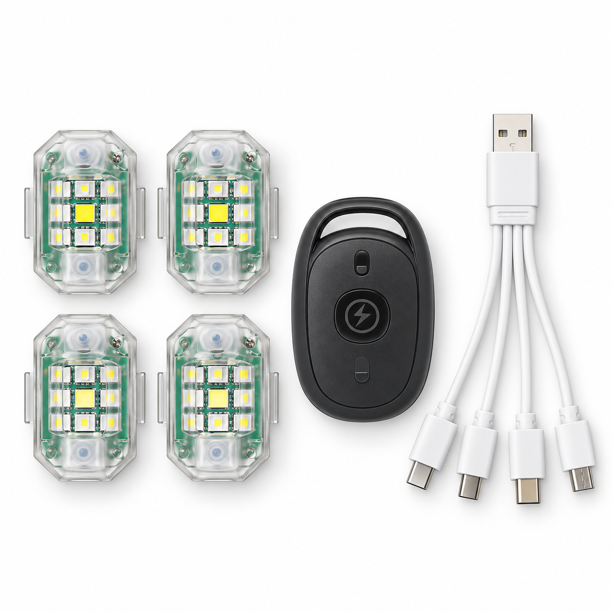 🚨 Rechargeable Wireless RGB LED Strobe Lights – High Brightness & Remote Control for Cars, Bikes & Drones ✨