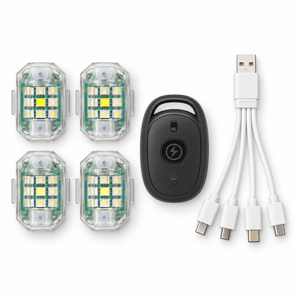 🚨 Rechargeable Wireless RGB LED Strobe Lights – High Brightness & Remote Control for Cars, Bikes & Drones ✨