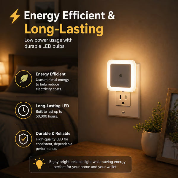 💡 6-Pack Dusk-to-Dawn LED Night Lights – Warm White, Plug-In 🌙