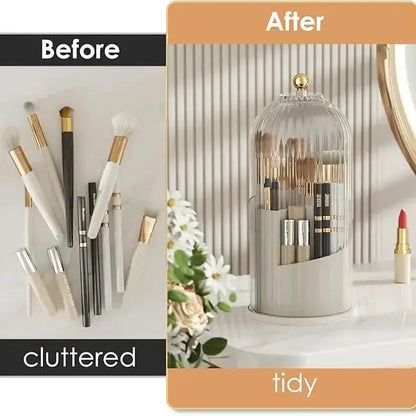 ✨✨Dustproof Acrylic Organizer with Cover – 360° Rotating Storage for Makeup Brushes, Toothbrushes & Pens