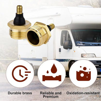 Brass RV Blow Out Plug with Drain Valve – Winterizing Air Hose Adapter