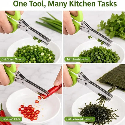 5-Blade Herb Scissors-Fast Kitchen Chopper for Fresh Herbs &Seasonings