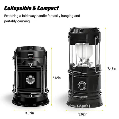 🏕️🔦 Foldable LED Camping Lantern – Solar & USB-C Charging with Flashlight Mode ☀️