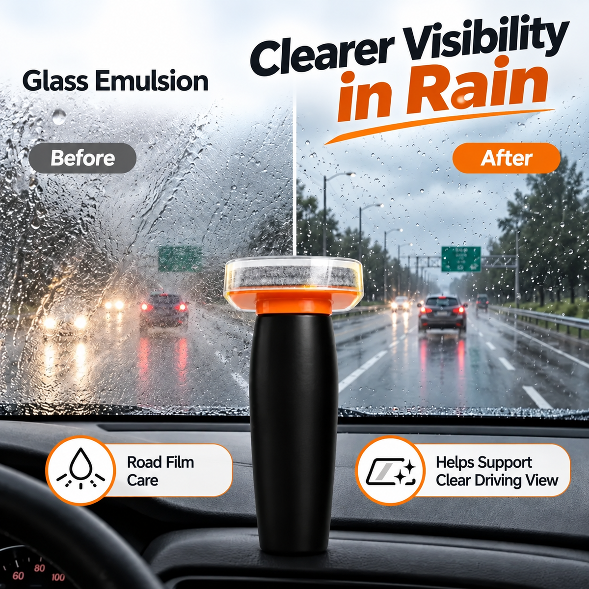 🚗✨ Windshield Oil Film Eraser Wand Pro Kit – All-in-1 Deep Cleaner for Haze, Bugs & Stains 🧽