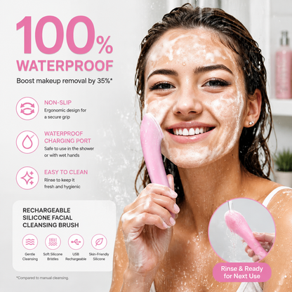 🫧 PRITECH Heated Vibrating Facial Cleansing Brush – Silicone Face Scrubber with Massage 🌸