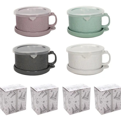 🍲🍲Temp-tations Set of 4 Mug Meals with Lid-it Lids & Gift Boxes – 25-oz Oven-to-Table Mugs for Soup, Oatmeal, Pasta & Desserts