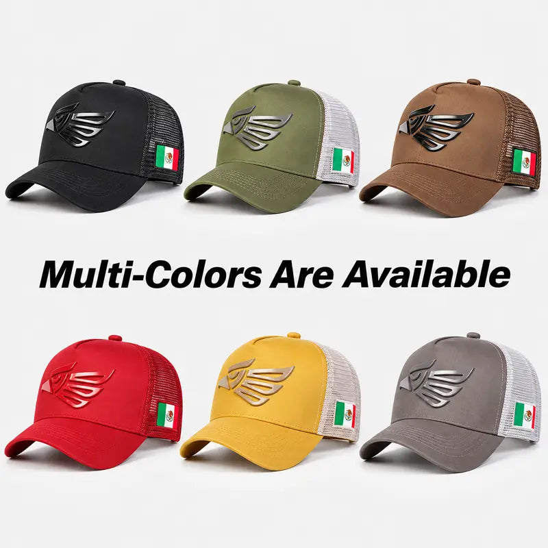 🧢☀️ Unisex Mexican Eagle Baseball Net Cap – Adjustable Outdoor Snapback Trucker Hat 🦅