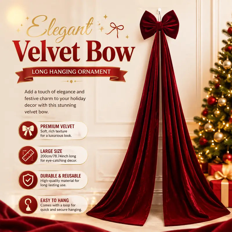 🎀🎄 6.5ft Giant Burgundy Velvet Christmas Bow – Festive Décor for Trees, Windows & Walls ✨✨