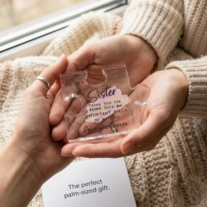 To My Sister Lightweight Transparent Compact Rectangle Acrylic Puzzle Plaque Gift