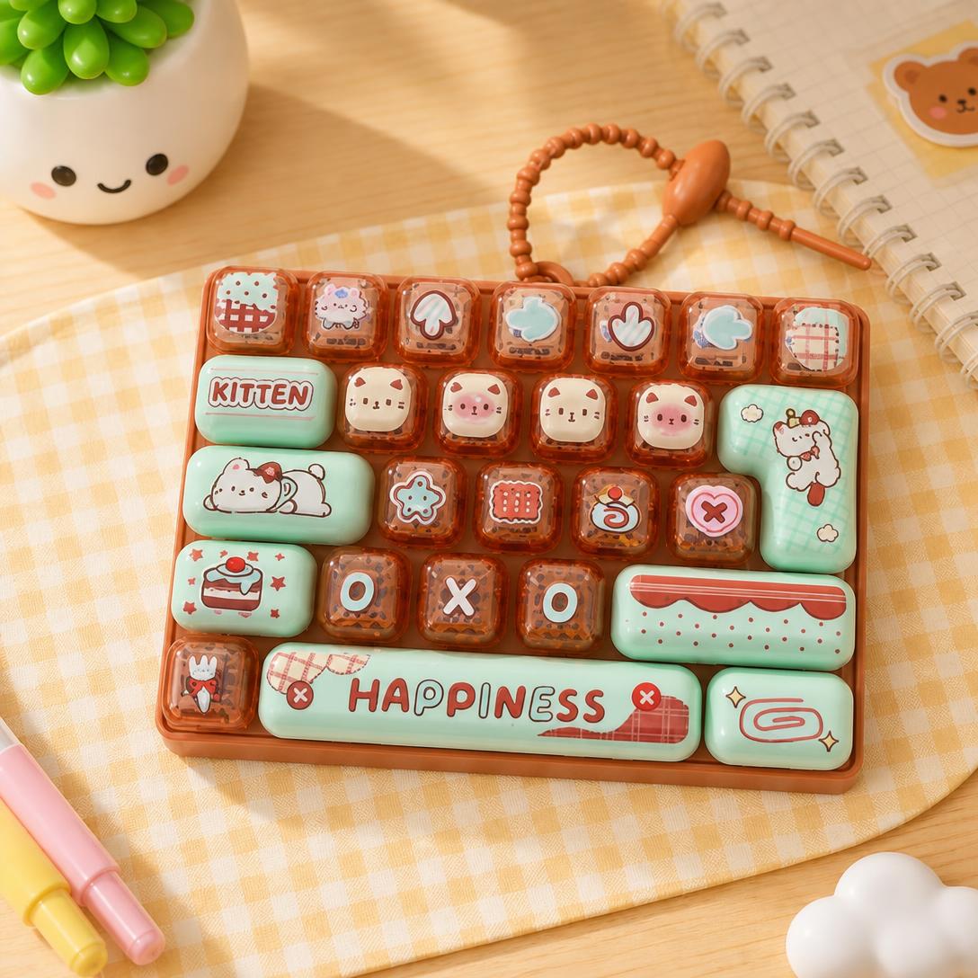 ⌨️ 26-Key Mini Fidget Keyboard Keychain – Portable Stress Relief for Kids & Adults 🎒✨