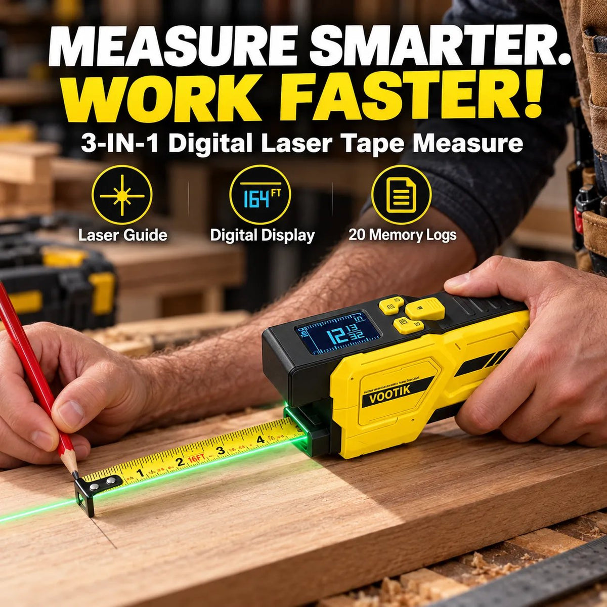 3-in-1 digital laser tape measure