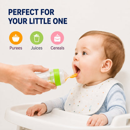 🍼 Early Bird Sale 50% OFF — Baby Food Squeeze Spoon Feeder | 2-In-1 Silicone Feeding Bottle 👶