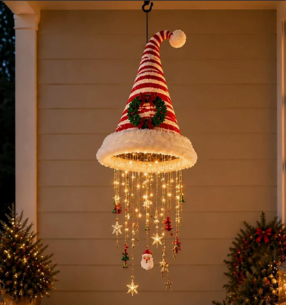 🎅🎅Santa Hat LED Hanging Light – Cascading Warm Fairy Lights with Festive Christmas Charms