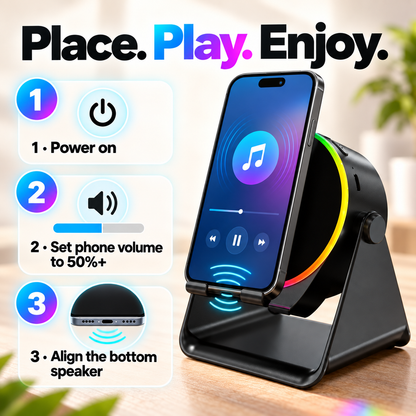 🔊📱 Dohelly 5-in-1 Wireless Bluetooth Speaker Stand – LED Light, Charger & 360° Rotation ✨