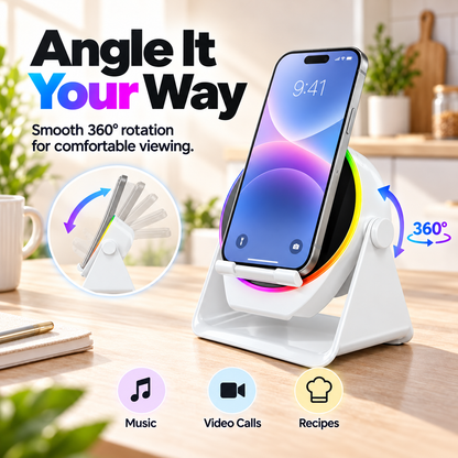 🔊📱 Dohelly 5-in-1 Wireless Bluetooth Speaker Stand – LED Light, Charger & 360° Rotation ✨