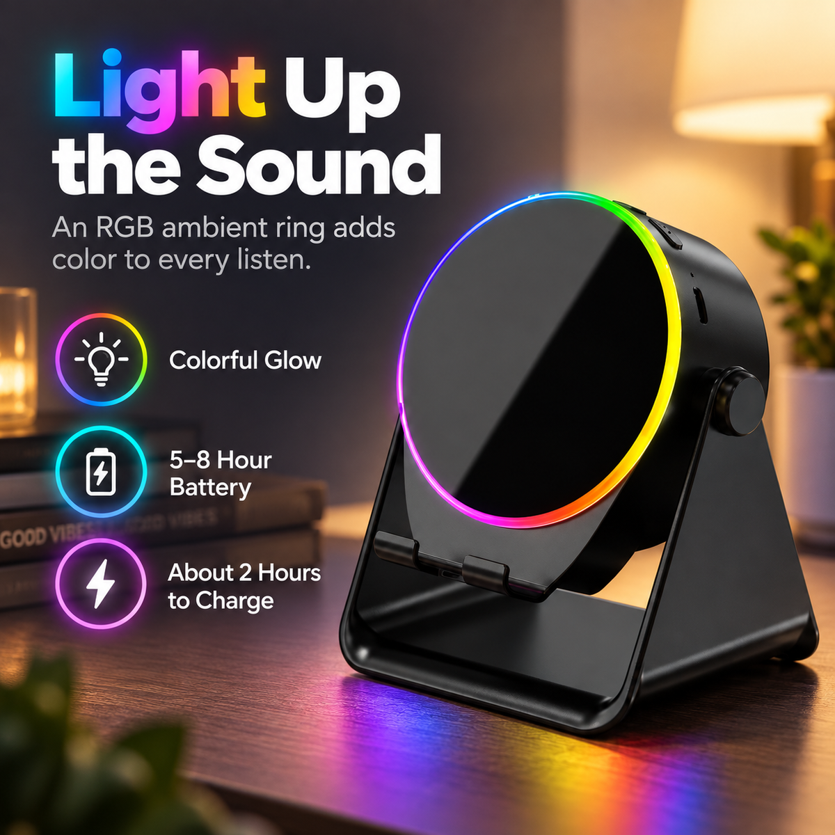🔊📱 Dohelly 5-in-1 Wireless Bluetooth Speaker Stand – LED Light, Charger & 360° Rotation ✨