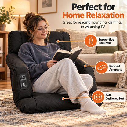 🔥 Heated Massage Floor Chair | Foldable Portable Lounge Seat