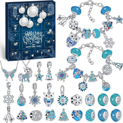 🎄 24-Day Christmas DIY Bead Charm Kit – Necklace, Bracelet & Daily Jewelry-Making Surprises ✨
