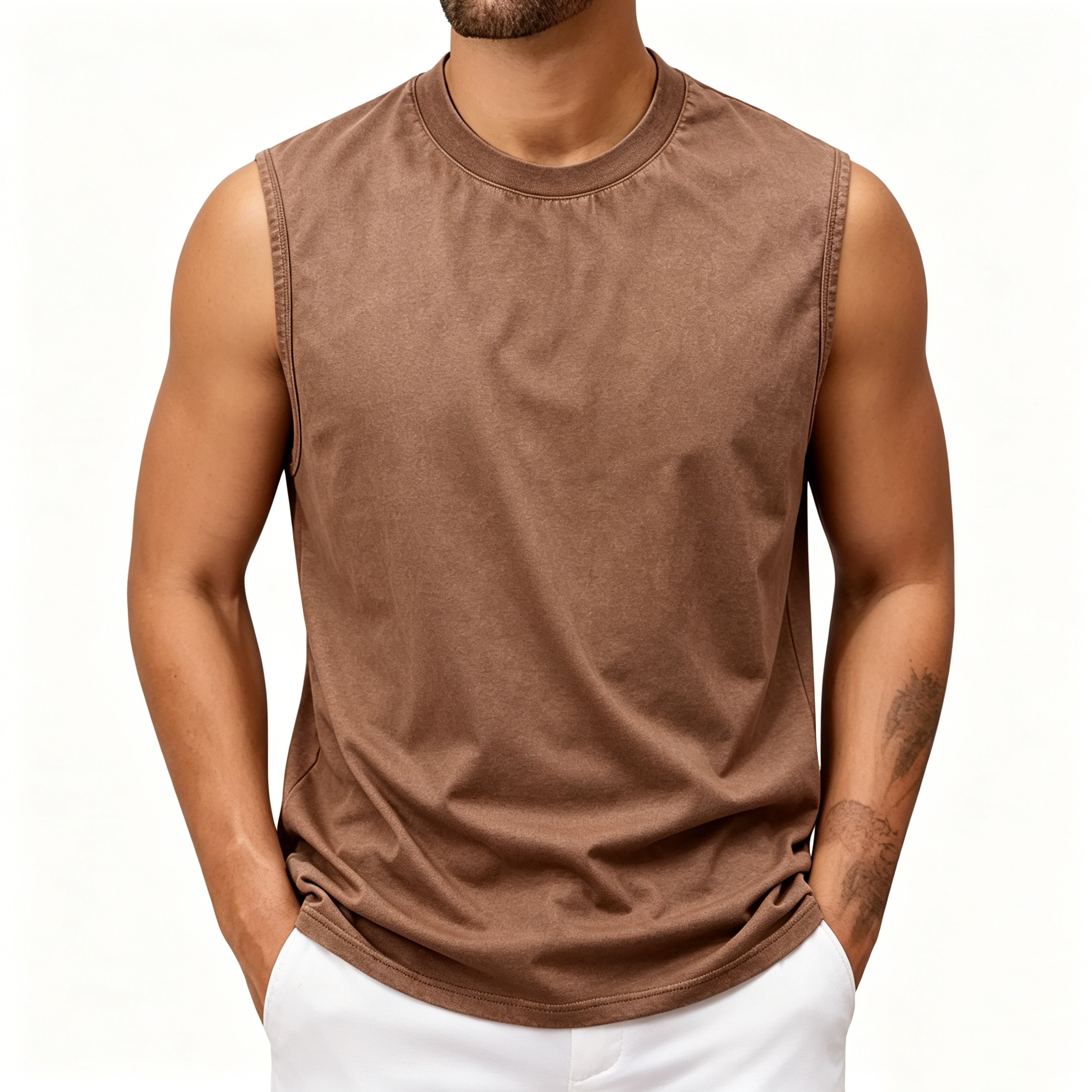 💪 Heavyweight Vintage Washed Gym Tank for Men | 100% Cotton Athletic Fit Muscle Undershirt