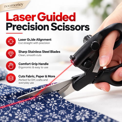 ✂️🔴 Laser-Guided Sewing Scissors – Multi-Purpose Scissors with Infrared Cutting Guide 🧵