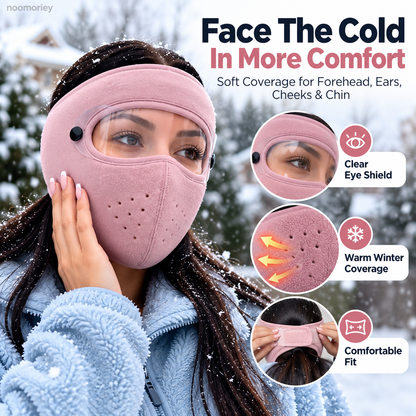 ❄️ Winter Face Cover with Clear Eye Shield – Adjustable Cold-Weather Balaclava 🥽