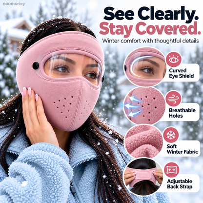 ❄️ Winter Face Cover with Clear Eye Shield – Adjustable Cold-Weather Balaclava 🥽