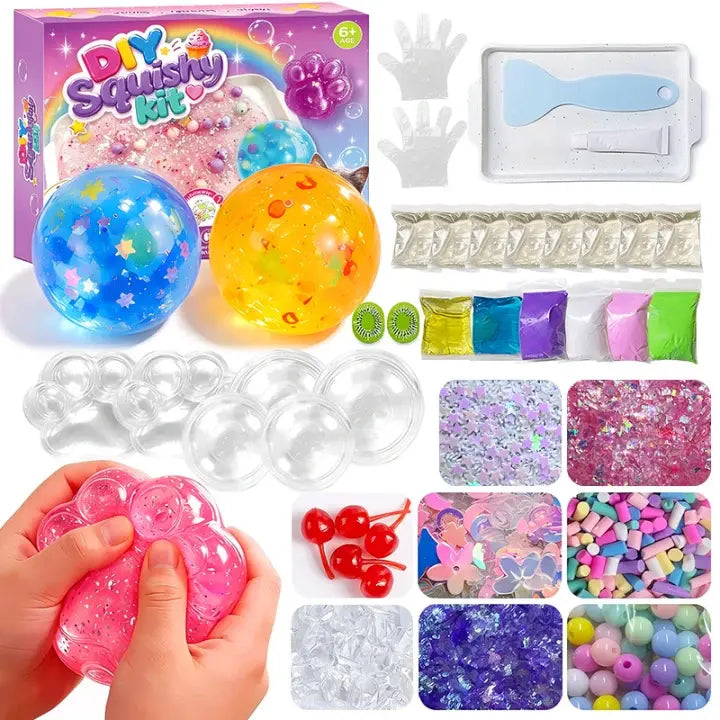 🐾✨ Kawaii DIY Cat Paw Squishy Kit – Soft Mochi Texture Stress Relief Toy 😌