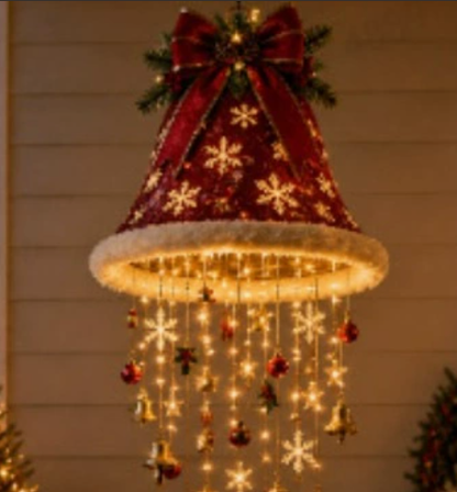 🎅🎅Santa Hat LED Hanging Light – Cascading Warm Fairy Lights with Festive Christmas Charms