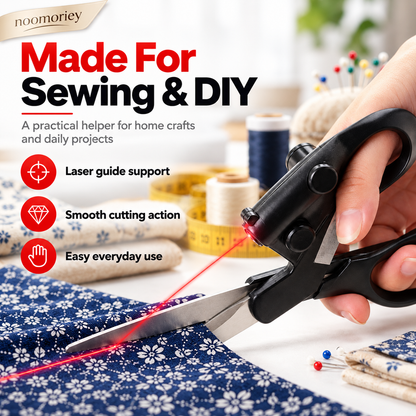 ✂️🔴 Laser-Guided Sewing Scissors – Multi-Purpose Scissors with Infrared Cutting Guide 🧵