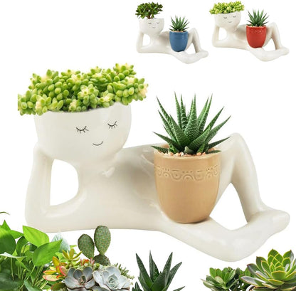 🎖️Lazy Guy Funny Planter with Drainage Hole