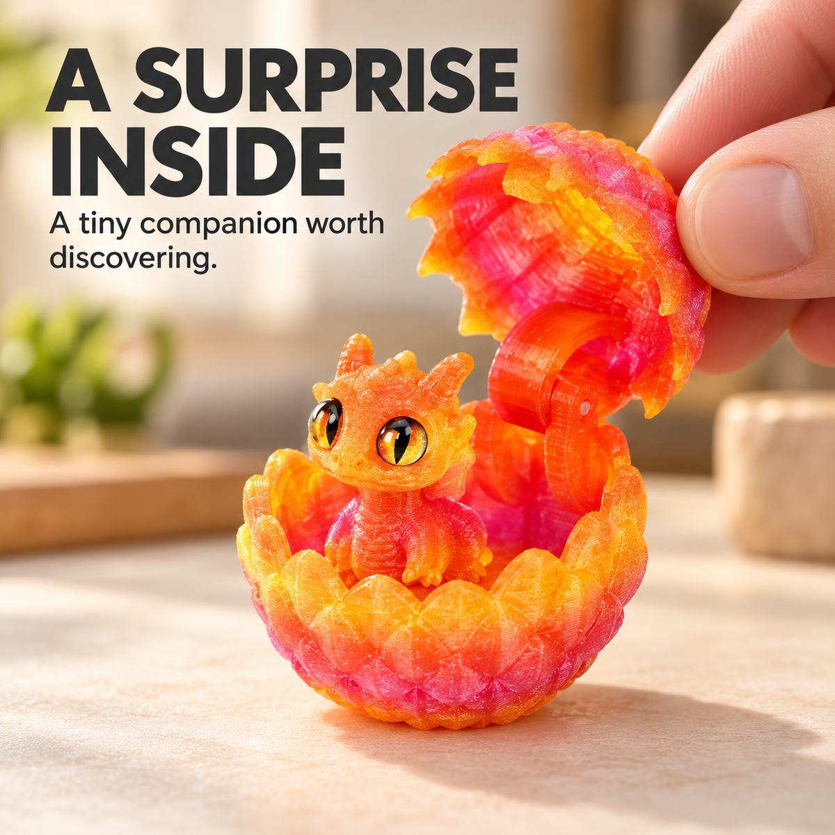 🐉🐉3D-Printed Dragon Egg & Baby Dragon Set – Colorful Opening Egg Collectible & Desk Decor