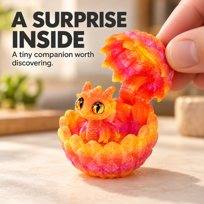🐉🐉3D-Printed Dragon Egg & Baby Dragon Set – Colorful Opening Egg Collectible & Desk Decor