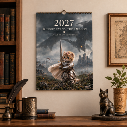 🐱⚔️ 2027 Knight Cat vs. the Dragon Calendar 🐉