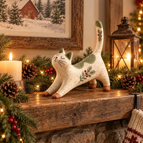 🔥Last Day 49% OFF  😽🐈 Woodland Christmas Cat Figurine🔥