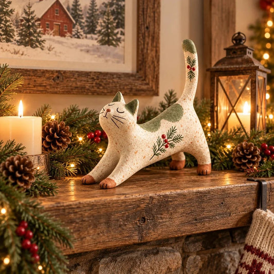 🔥Last Day 49% OFF  😽🐈 Woodland Christmas Cat Figurine🔥