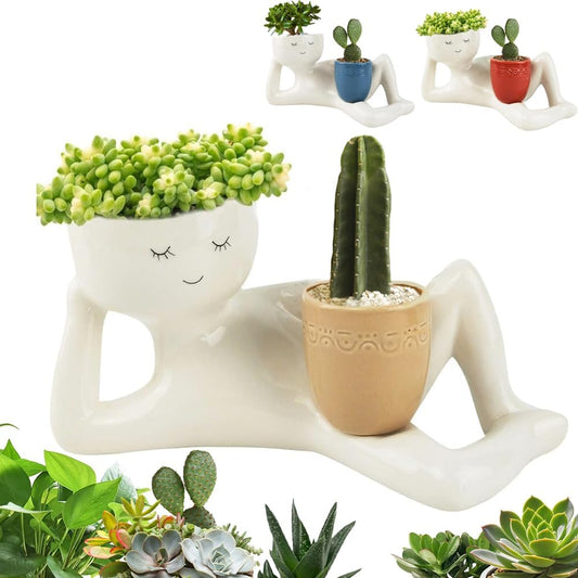 🎖️Lazy Guy Funny Planter with Drainage Hole