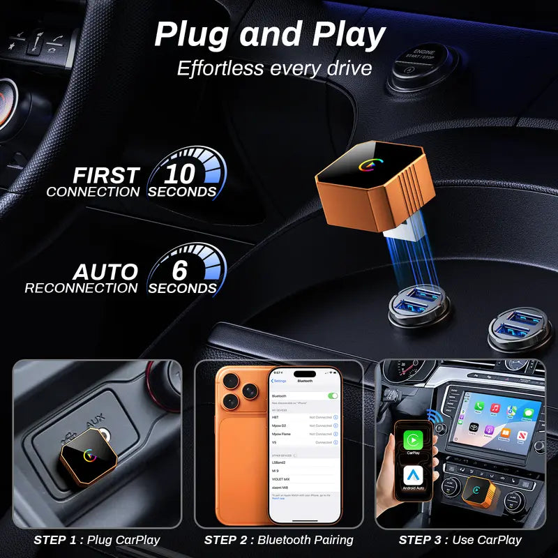 🚗📱 2027 Wireless CarPlay & Android Auto Adapter – Converts Wired to Wireless with OTA Updates ✨