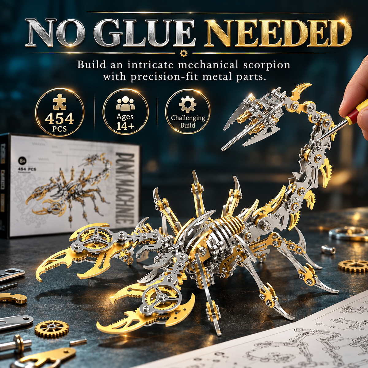 Scorpion 3D Metal Puzzle Kit – 454-Piece Mechanical Model for Adults & Teens