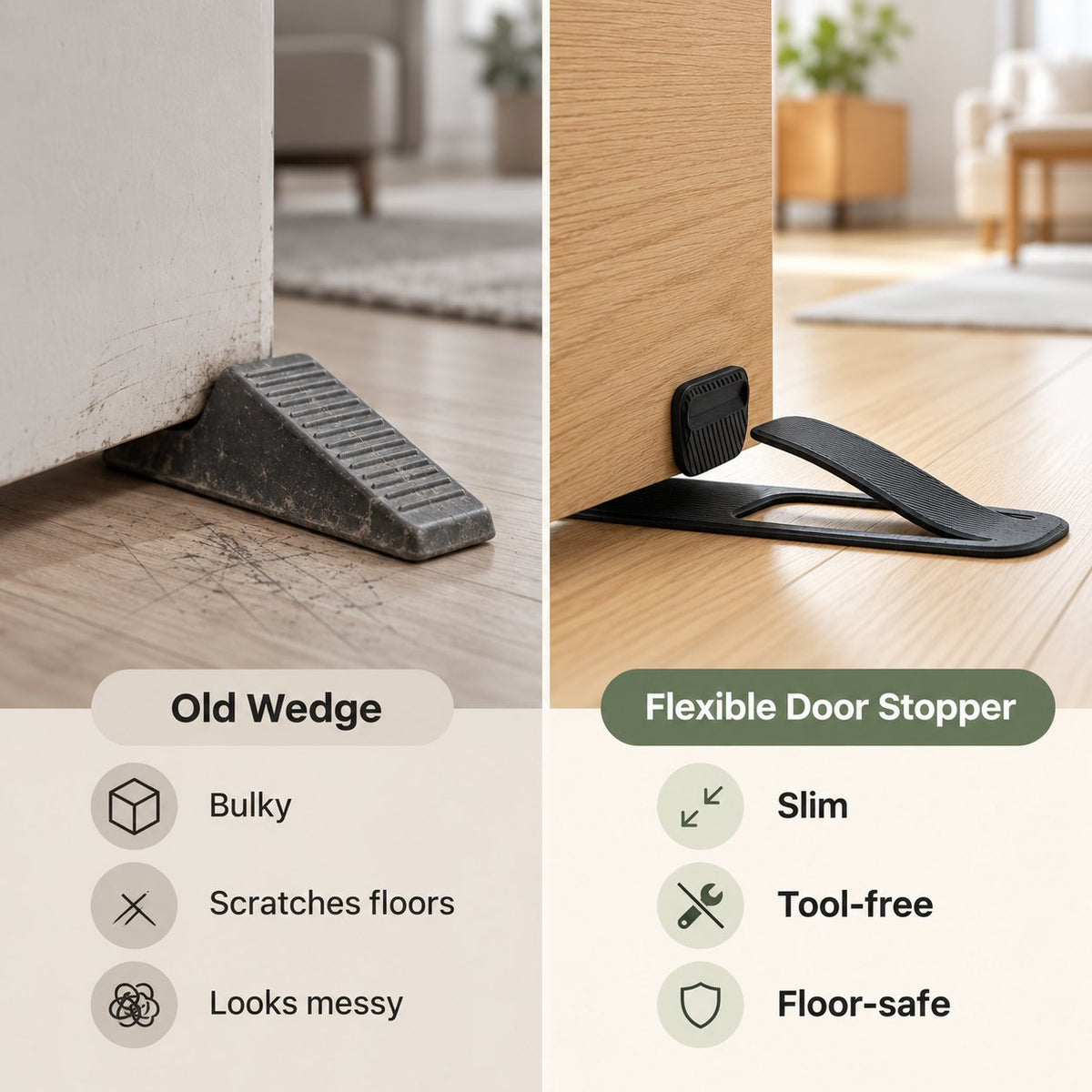 Flexible Door Stopper – Easy-to-Use Door Holder for Home, Bedroom, Bathroom & Everyday Use