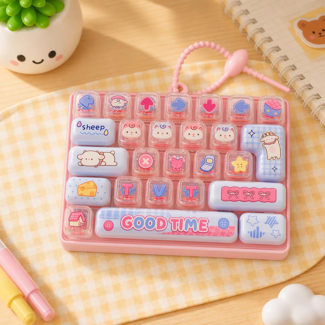 ⌨️ 26-Key Mini Fidget Keyboard Keychain – Portable Stress Relief for Kids & Adults 🎒✨
