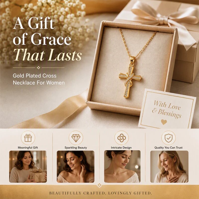 ✨💎 Women's Sparkling Twisted Knot Cross Pendant Necklace ✝️
