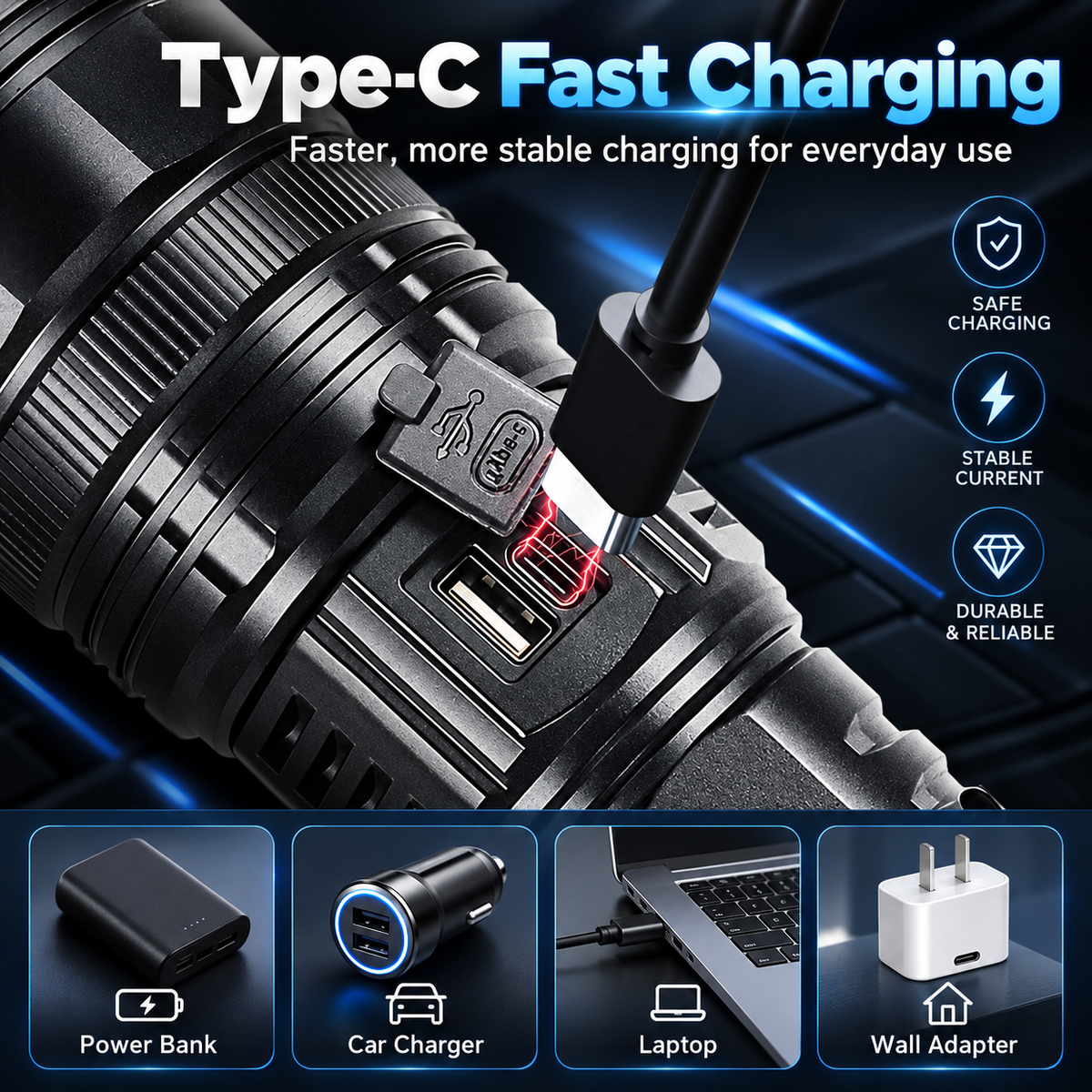 🔋🔦 2-in-1 Flashlight & Power Bank – Portable Bright Light with USB Charging Port ⚡