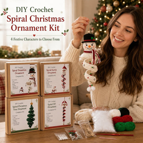 "🔥 LAST DAY 49% OFF – ☃️ Crochet Snowman Spiral Ornament DIY Kit | Complete Beginner-Friendly Set with Soft Yarn, Crochet Hook, Festive Beads, Snowflakes & Step-by-Step Guide 🧶🎄✨"