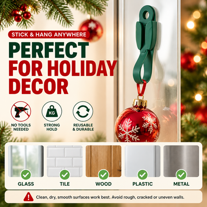 🎅🎄12/24 Pack Reusable Silicone Adhesive Christmas Garland Hooks 7.87"